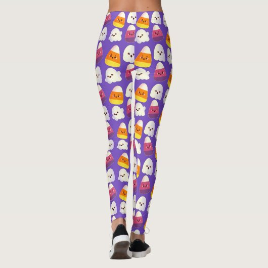 Cute Halloween Candy And Ghost Pattern Leggings (Rückseite)