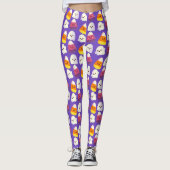 Cute Halloween Candy And Ghost Pattern Leggings (Vorderseite)