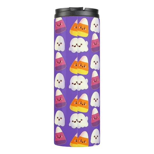 Cute Halloween Candy And Ghost Pattern Thermosbecher (Rückseite)