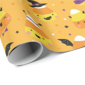 Cute Halloween Candy Corns in costume orange Geschenkpapier (Rolleneckpunkt)