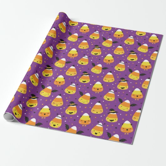 Cute Halloween Candy Corns in costume purple Geschenkpapier