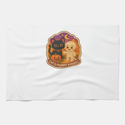 Cute Halloween Cat and Mummy Embroidery Patch Stic Geschirrtuch (Horizontal)