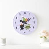 Cute Halloween Cat, Bat, Mummy & Ghost Große Wanduhr (Zuhause)