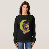 Cute Halloween Cat Costume Witch Hat and Moon Sweatshirt (Vorne ganz)