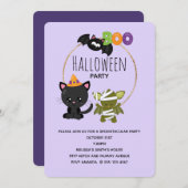 Cute Halloween Cat Einladung (Vorne/Hinten)
