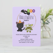 Cute Halloween Cat Einladung (Stehend Vorderseite)