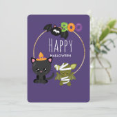 Cute Halloween Cat Feiertagskarte (Stehend Vorderseite)