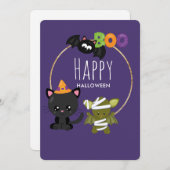Cute Halloween Cat Feiertagskarte (Vorne/Hinten)