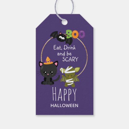Cute Halloween Cat Geschenkanhänger (Vorderseite)