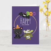 Cute Halloween Cat Karte (Gelbe Blume)
