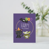 Cute Halloween Cat Postkarte (Stehend Vorderseite)