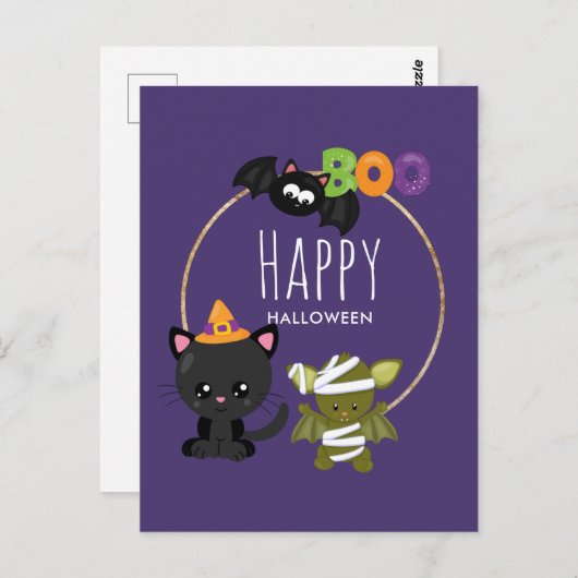 Cute Halloween Cat Postkarte (Vorne/Hinten)
