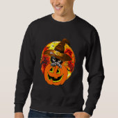 Cute Halloween Cat Witch Hat Pumpkin Scary Pet Moo Sweatshirt (Vorderseite)