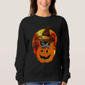 Cute Halloween Cat Witch Hat Pumpkin Scary Pet Moo Sweatshirt (Vorderseite)