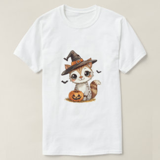 Cute Halloween Cat with Pumpkin T-Shirt
