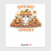 Cute Halloween Cat with Pumpkins � Kawaii Spooky F Aufkleber (Blatt)