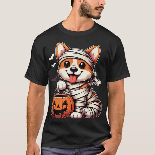 Cute Halloween Costume Welsh Corgi Mummy Dog Lover T-Shirt (Vorderseite)