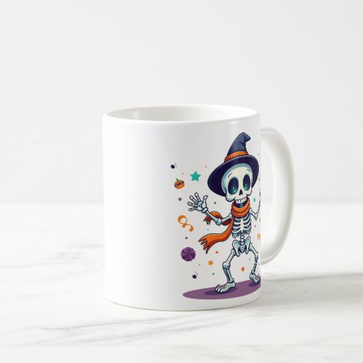 Cute halloween dancing skeleton mug kaffeetasse (VorderseiteRechts)