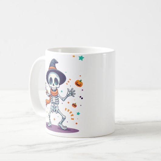 Cute halloween dancing skeleton mug kaffeetasse (Vorderseite Links)