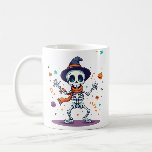 Cute halloween dancing skeleton mug kaffeetasse (Links)