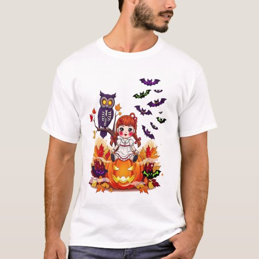 Cute Halloween Doll Owl T-Shirt (Vorderseite)