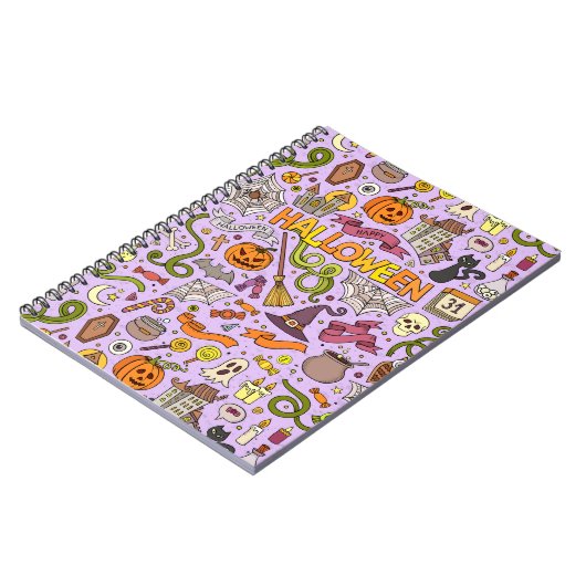 Cute Halloween Doodle Pattern Notizblock (Linke Seite)