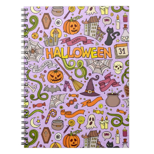 Cute Halloween Doodle Pattern Notizblock (Vorderseite)