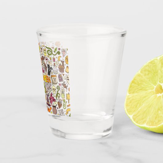 Cute Halloween Doodle Pattern Schnapsglas (Rechts)