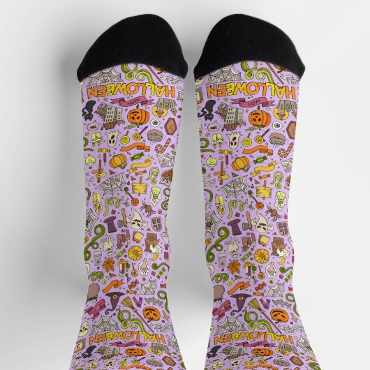 Cute Halloween Doodle Pattern Socken (Oben)