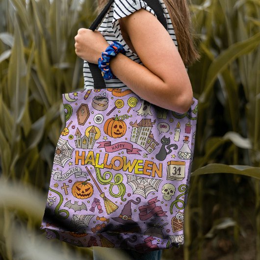 Cute Halloween Doodle Pattern Tasche