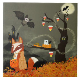 Cute Halloween Friends Ceramic Tile Fliese
