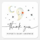 Cute Halloween Ghost Baby Shower Thank You Quadratischer Aufkleber (Vorderseite)