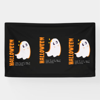 Cute Halloween Ghost Banner - Spooky Black