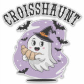 Cute Halloween Ghost Croissant Haunting Aufkleber (Vorderseite)