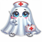 Cute Halloween ghost in a nurse's uniform Classic Aufkleber (Vorderseite)