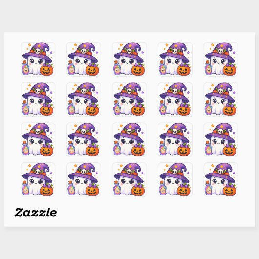 Cute Halloween Ghost Witch Sticker – Kawaii Ghost (Blatt)