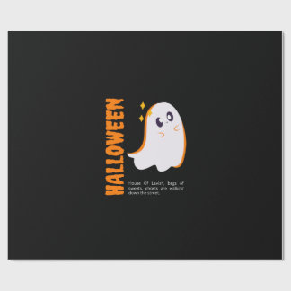 Cute Halloween Ghost Wrapping Paper - Black Spooky Geschenkpapier