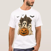 Cute Halloween Ghosts and Haunted House Pumpkin T- T-Shirt (Vorderseite)