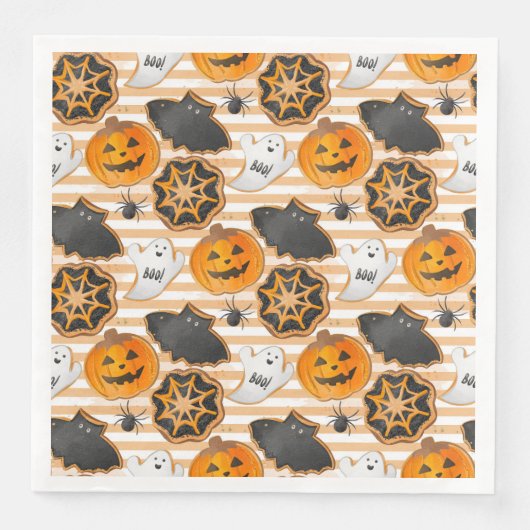 CUTE HALLOWEEN GHOSTS BATS SPIDER WEBS PUMPKINS SERVIETTE (Vorderseite)