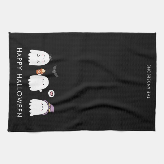 Cute Halloween Ghosts Black Geschirrtuch (Horizontal)