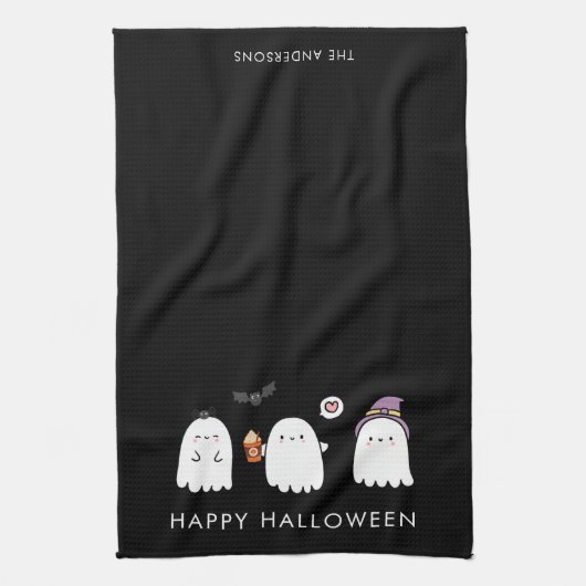 Cute Halloween Ghosts Black Geschirrtuch (Vertikal)