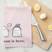 Cute Halloween Ghosts Spooky Season Boo Pink Geschirrtuch (Viertel Falte)