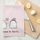 Cute Halloween Ghosts Spooky Season Pink Geschirrtuch (Viertel Falte)
