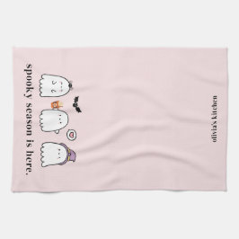 Cute Halloween Ghosts Spooky Season Pink Geschirrtuch