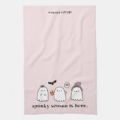 Cute Halloween Ghosts Spooky Season Pink Geschirrtuch (Vertikal)