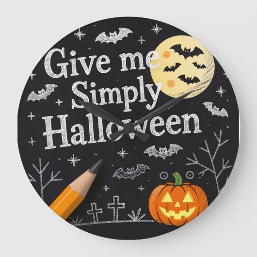 Cute Halloween Gift Wrap Große Wanduhr (Vorderseite)