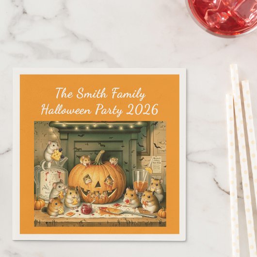 Cute Halloween Hamster Snack Party Serviette