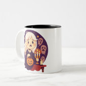 Cute Halloween Horror Witch Mug – Spooky Ghosts &  Zweifarbige Tasse (Vorderseite Links)