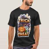 Cute Halloween illustration with ghost pumpkin spi T-Shirt (Vorderseite)