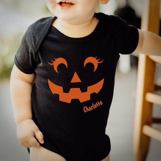 Cute Halloween Jack O'Lantern Personalized Pumpkin Baby Strampler